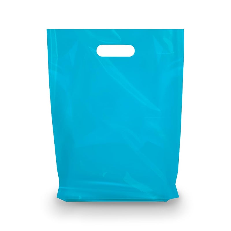 Bags4U Merchandise Bags, Die Cut Handles, Strong, Durable, and Tear Resistant Bags Perfect for Retail, Boutiques, or Any Events, Different sizes and colors (Blue, 9x12 Inch (Pack of 100)) - Image 1